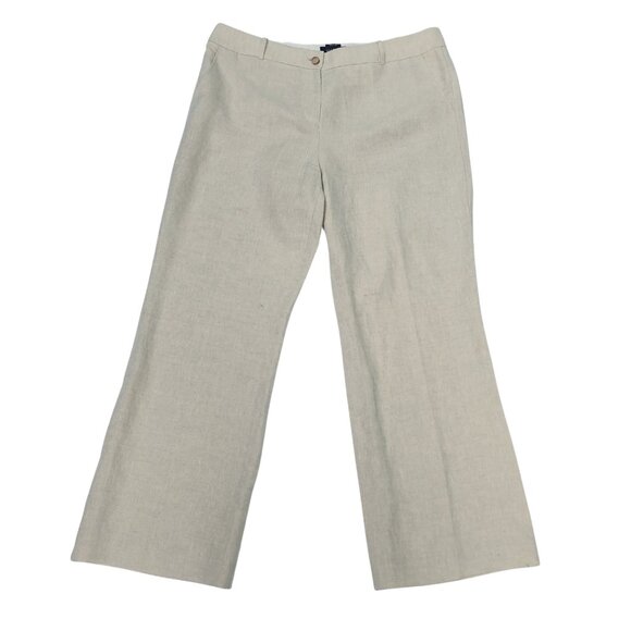 Talbots Windsor Curvy Wide Leg Linen Pants Women Trousers Size 16 Neutral Tan - Picture 13 of 13